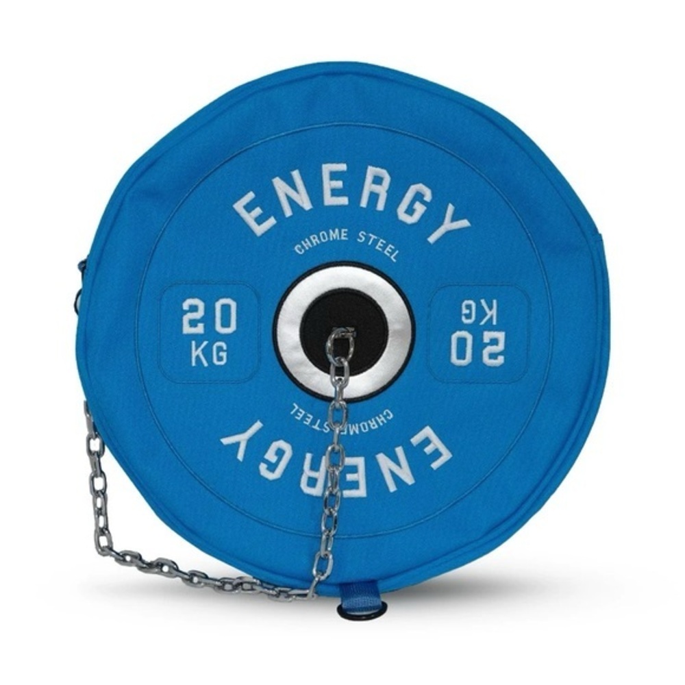 Energy Weight Plate Messenger Bag Blue‎ 20KG Chrome Steel Gym Novelty Crossbody